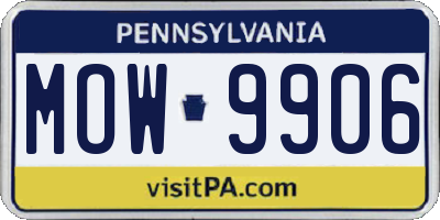 PA license plate MOW9906