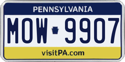 PA license plate MOW9907