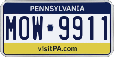 PA license plate MOW9911