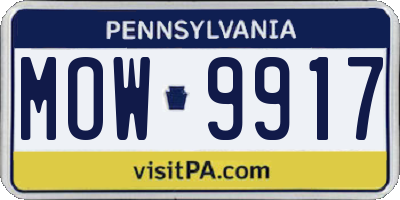 PA license plate MOW9917
