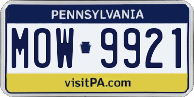 PA license plate MOW9921