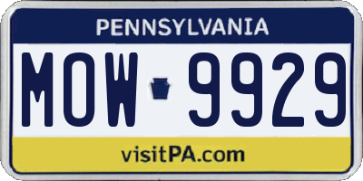 PA license plate MOW9929