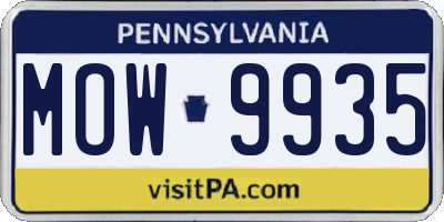 PA license plate MOW9935
