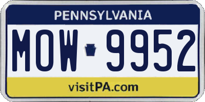 PA license plate MOW9952