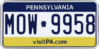 PA license plate MOW9958