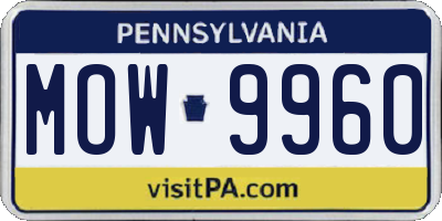 PA license plate MOW9960
