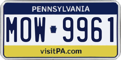 PA license plate MOW9961