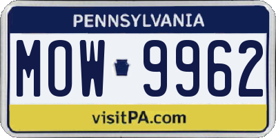 PA license plate MOW9962