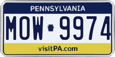 PA license plate MOW9974