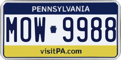 PA license plate MOW9988