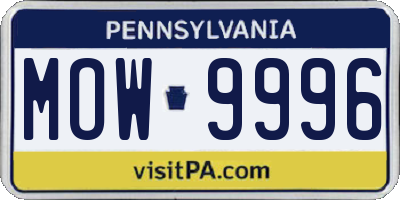 PA license plate MOW9996