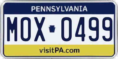PA license plate MOX0499