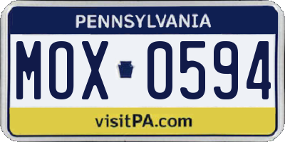 PA license plate MOX0594