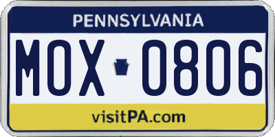 PA license plate MOX0806