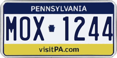 PA license plate MOX1244