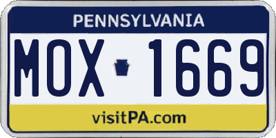 PA license plate MOX1669