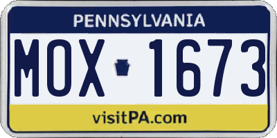 PA license plate MOX1673