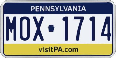 PA license plate MOX1714