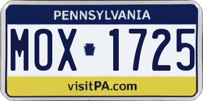 PA license plate MOX1725