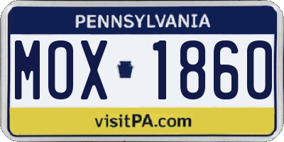 PA license plate MOX1860