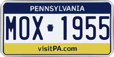 PA license plate MOX1955
