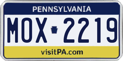 PA license plate MOX2219
