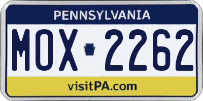 PA license plate MOX2262