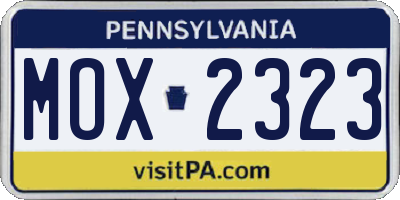 PA license plate MOX2323