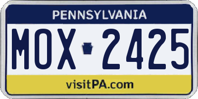 PA license plate MOX2425