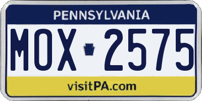 PA license plate MOX2575