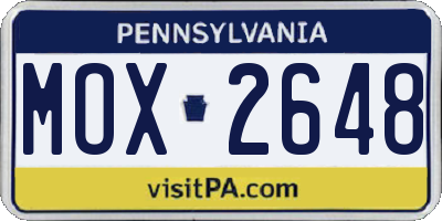 PA license plate MOX2648