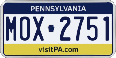 PA license plate MOX2751