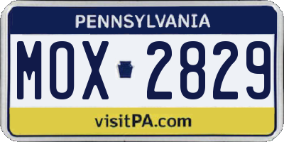 PA license plate MOX2829