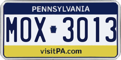 PA license plate MOX3013