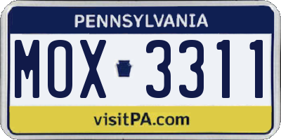 PA license plate MOX3311