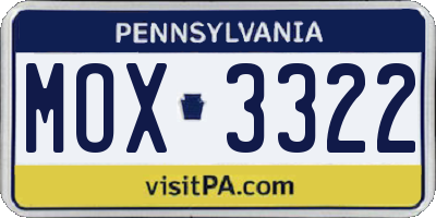 PA license plate MOX3322