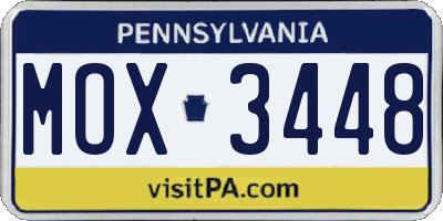 PA license plate MOX3448