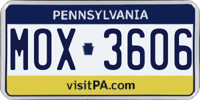 PA license plate MOX3606