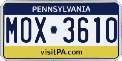 PA license plate MOX3610