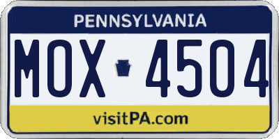 PA license plate MOX4504