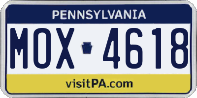 PA license plate MOX4618