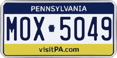 PA license plate MOX5049