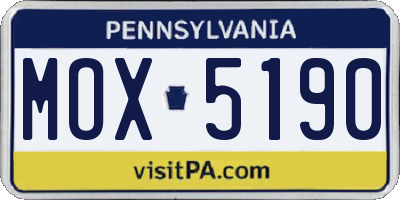 PA license plate MOX5190