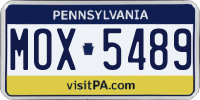 PA license plate MOX5489