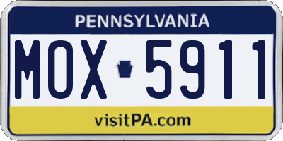 PA license plate MOX5911