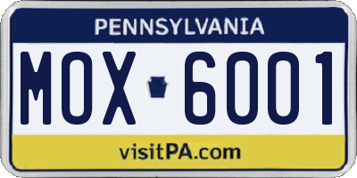PA license plate MOX6001