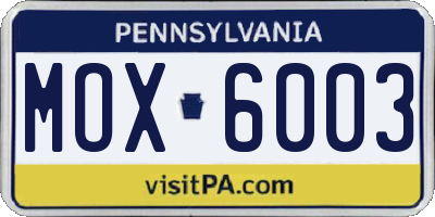 PA license plate MOX6003