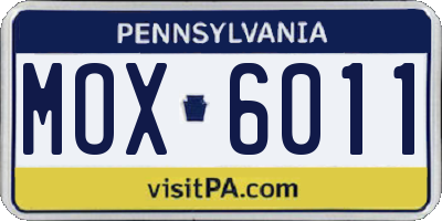 PA license plate MOX6011