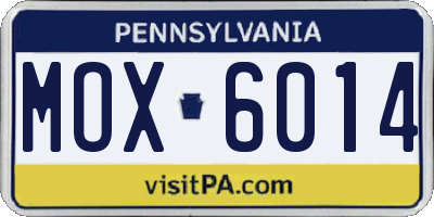 PA license plate MOX6014