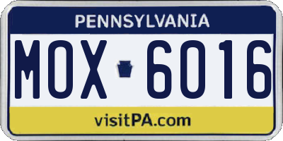 PA license plate MOX6016